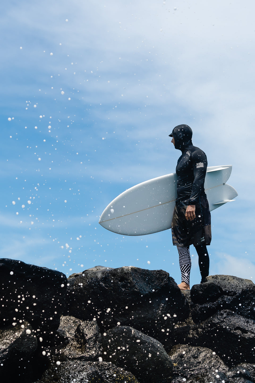 Rashguard de surf con capucha - Granate