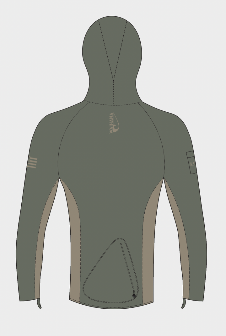 Rashguard Voyager con capucha color oliva