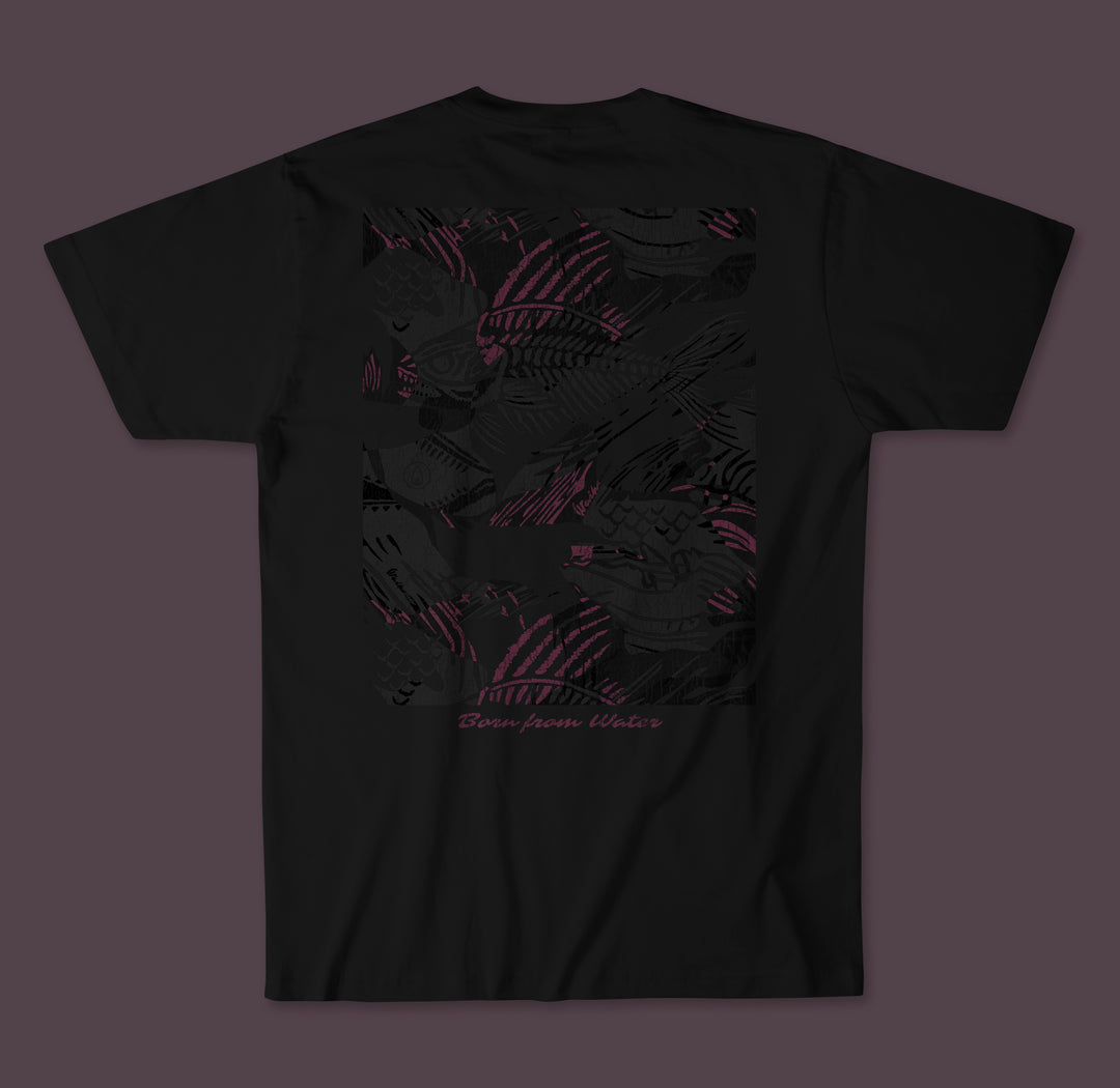 T-shirt rose à motif arête de poisson