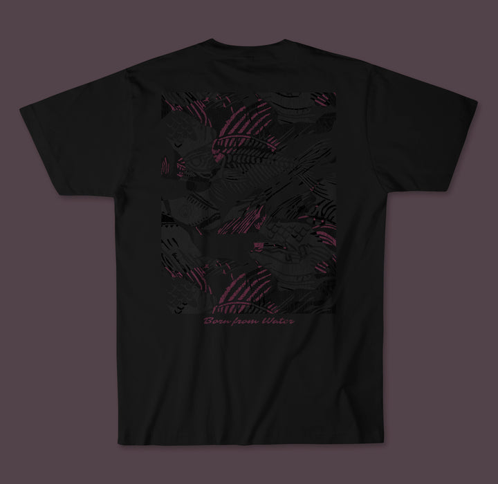 T-shirt rose à motif arête de poisson