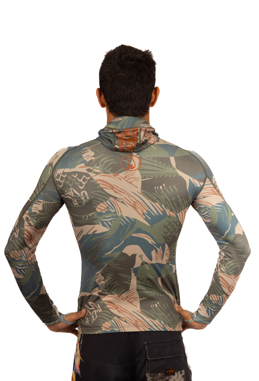 Rashguard de pesca submarina con capucha Hawaiian Brushstroke