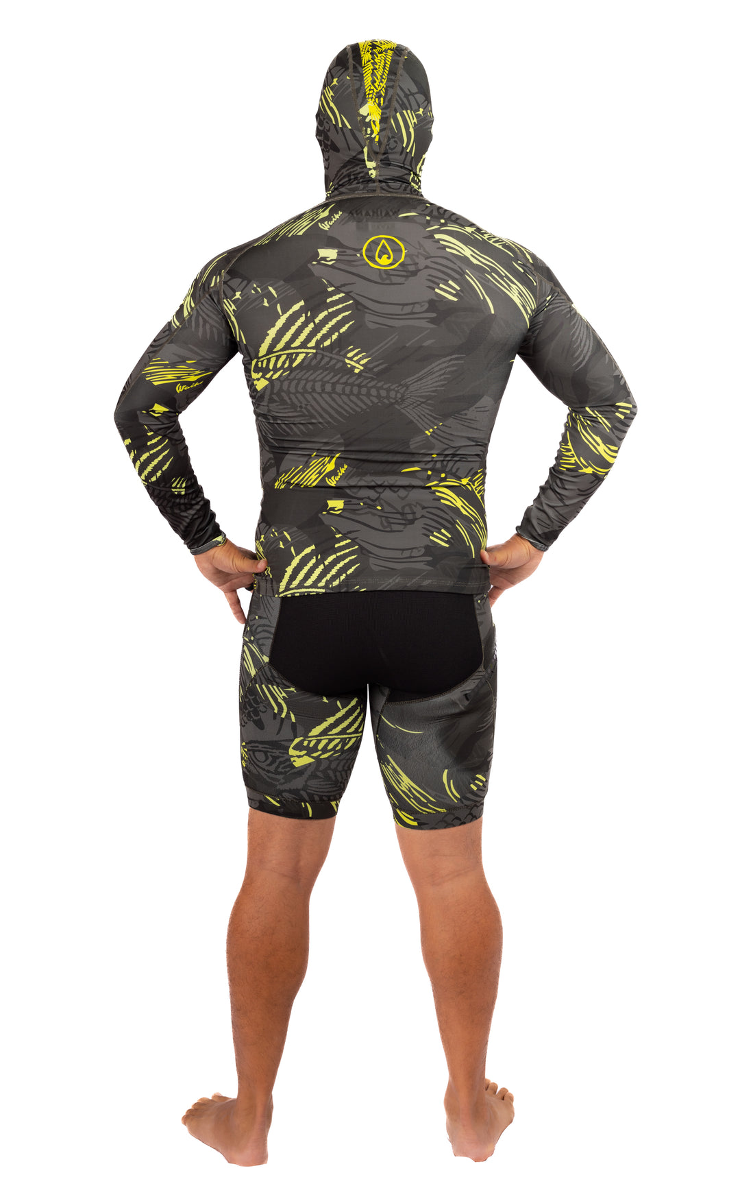 Rashguard de chasse sous-marine à capuche Lime Fishbone