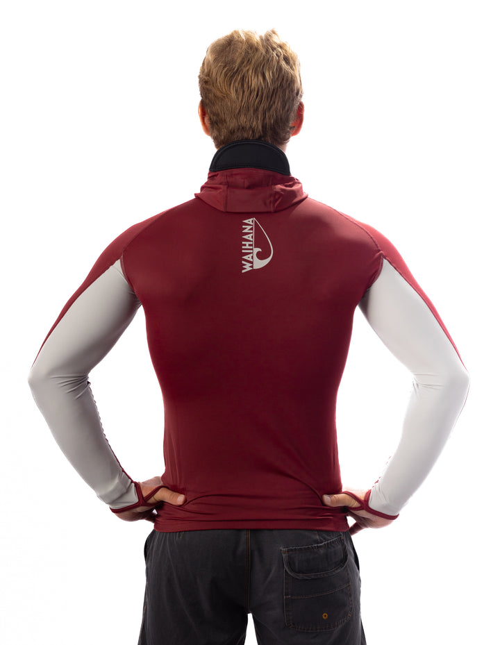 Maroon Carvico ผ้าคลุมไหล่ Surf Rash Guard