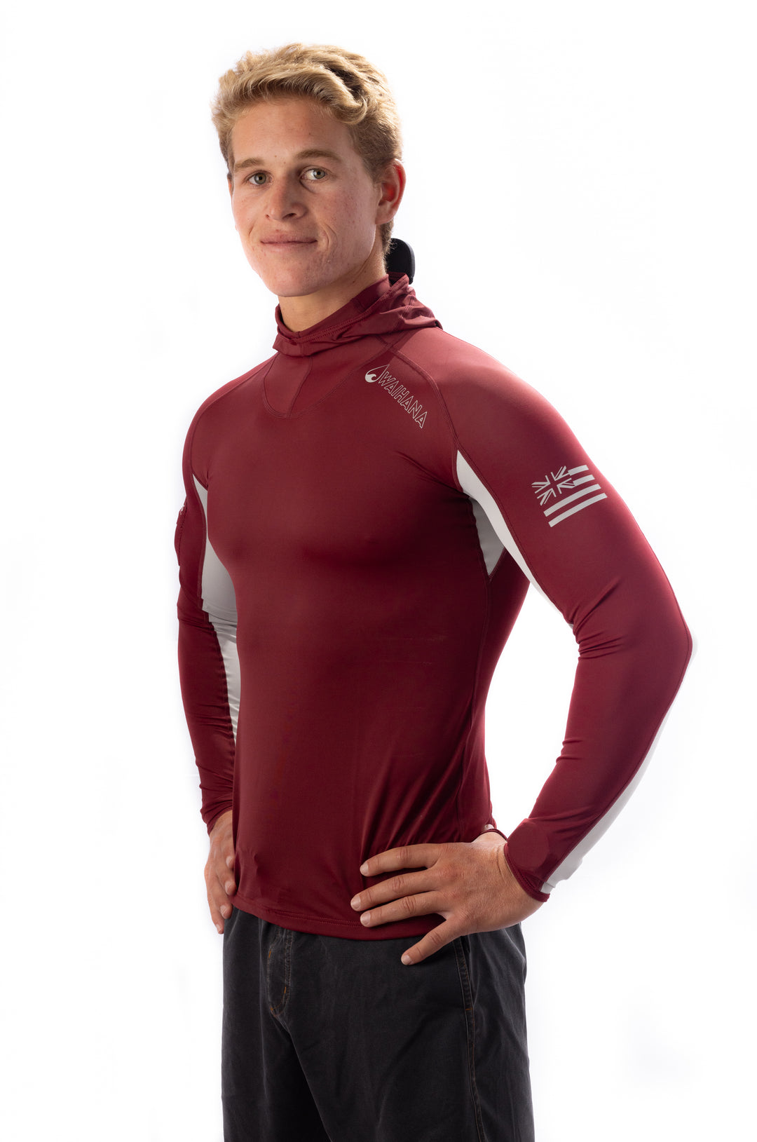 Maroon Carvico ผ้าคลุมไหล่ Surf Rash Guard