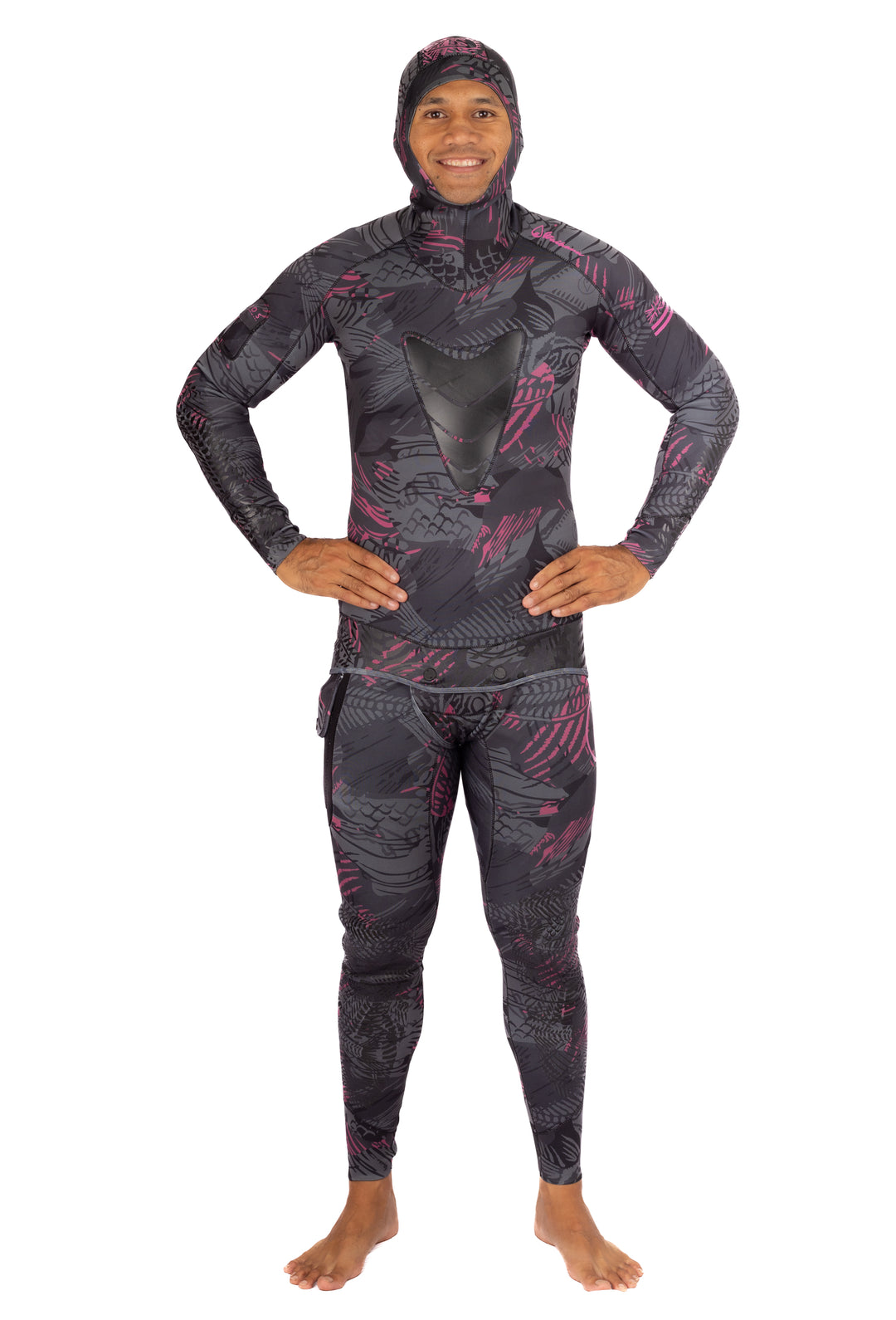 Traje de neopreno rosa para pesca submarina Fishbone de 1,5 mm para hombre