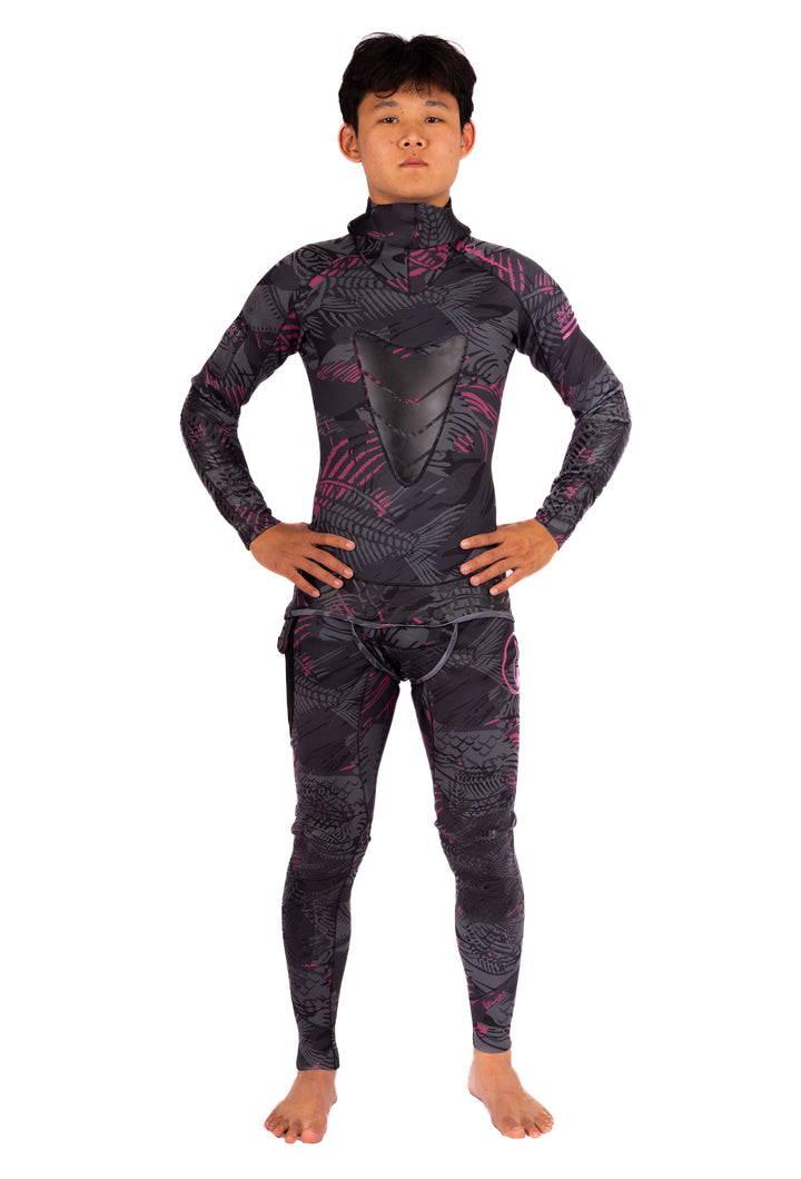 Traje de neopreno rosa para pesca submarina Fishbone de 1,5 mm para hombre