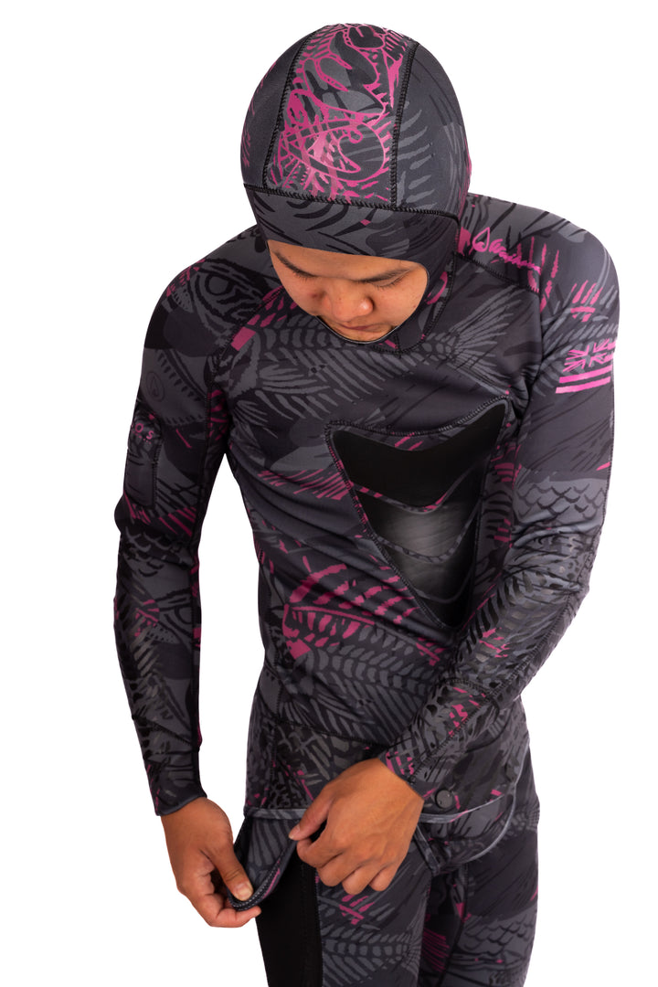 Traje de neopreno rosa para pesca submarina Fishbone de 1,5 mm para hombre