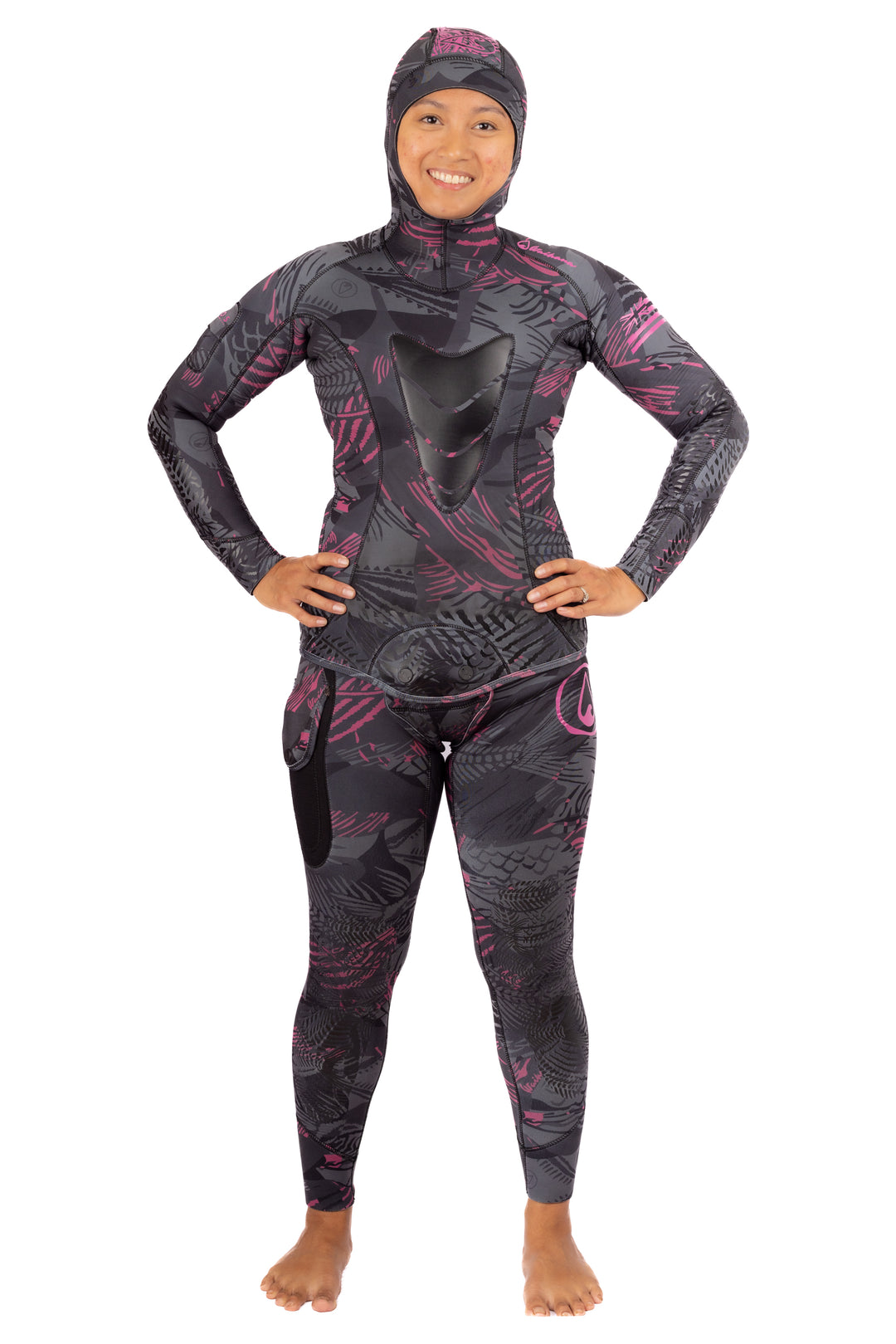 Traje de neopreno rosa para pesca submarina Fishbone de 3,5 mm para mujer