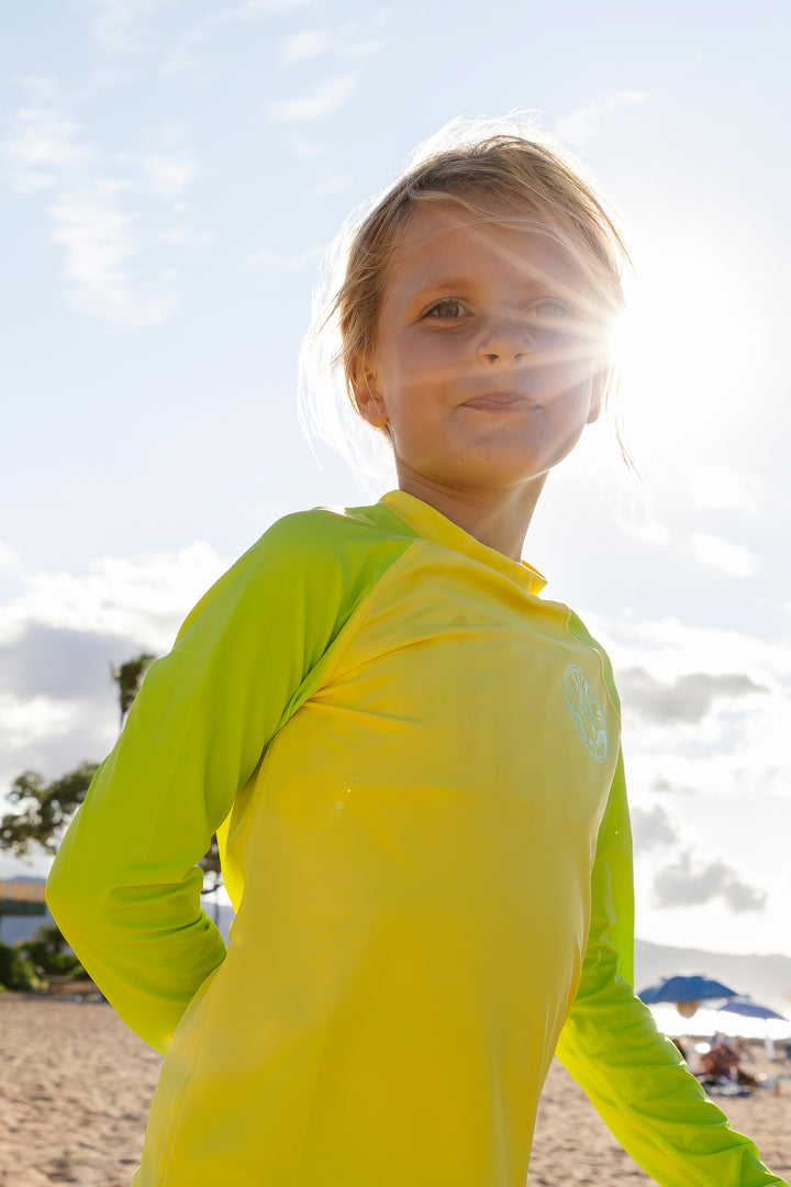 Rashguard jaune à manches longues pour enfants
