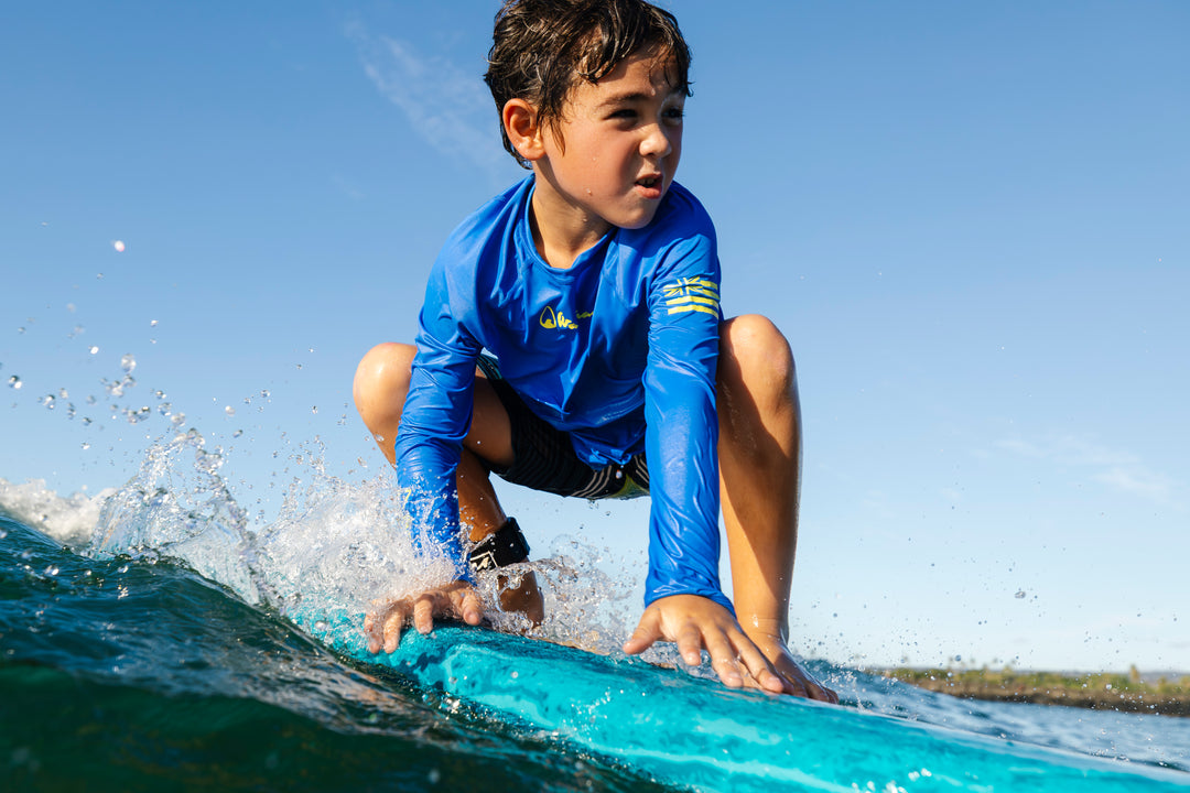 Rashguard bleu à manches longues pour enfant 