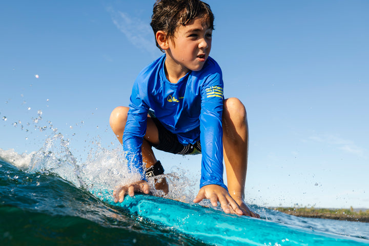 Rashguard bleu à manches longues pour enfant 