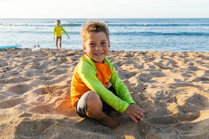 Rashguard orange à manches longues pour enfants 